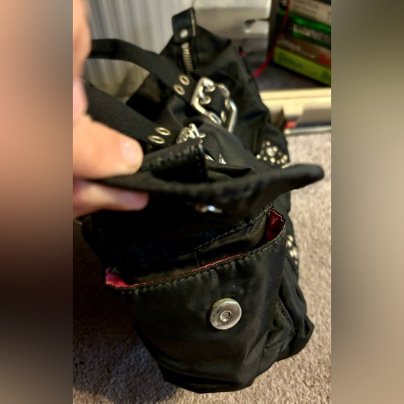 Y2K Franco Sarto black nylon handbag with silver buckle hardware and gems 🖤💎 - Picture 11 of 16